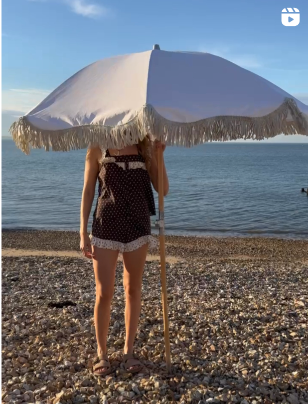 Cream parasol cynthia with fringing