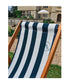 Henry deckchair in midnight blue stripes, crafted in the UK, offering a stylish and comfortable seating option for your outdoor space.