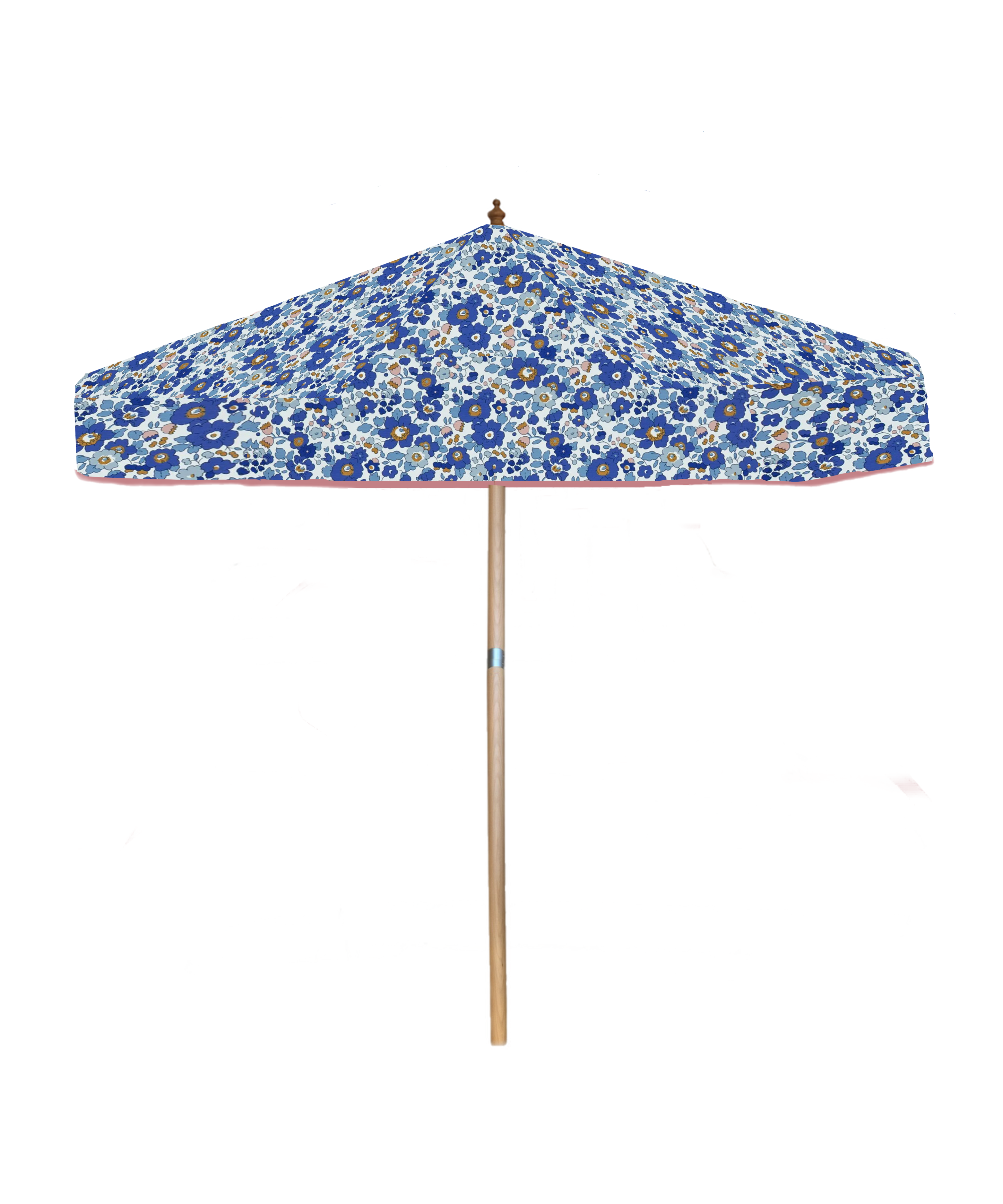 Flora Liberty print parasol with delicate floral pattern, water-resistant fabric, and wooden frame