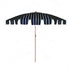 Matilda navy and white striped parasol with scalloped edging and beech wood frame