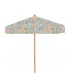 Floral Printed Parasol / Sun Umbrella in Liberty London fabric. Mix of colours including grey, yellow, pink, green. Fully wooden parasol, perfect for gardens and patios.