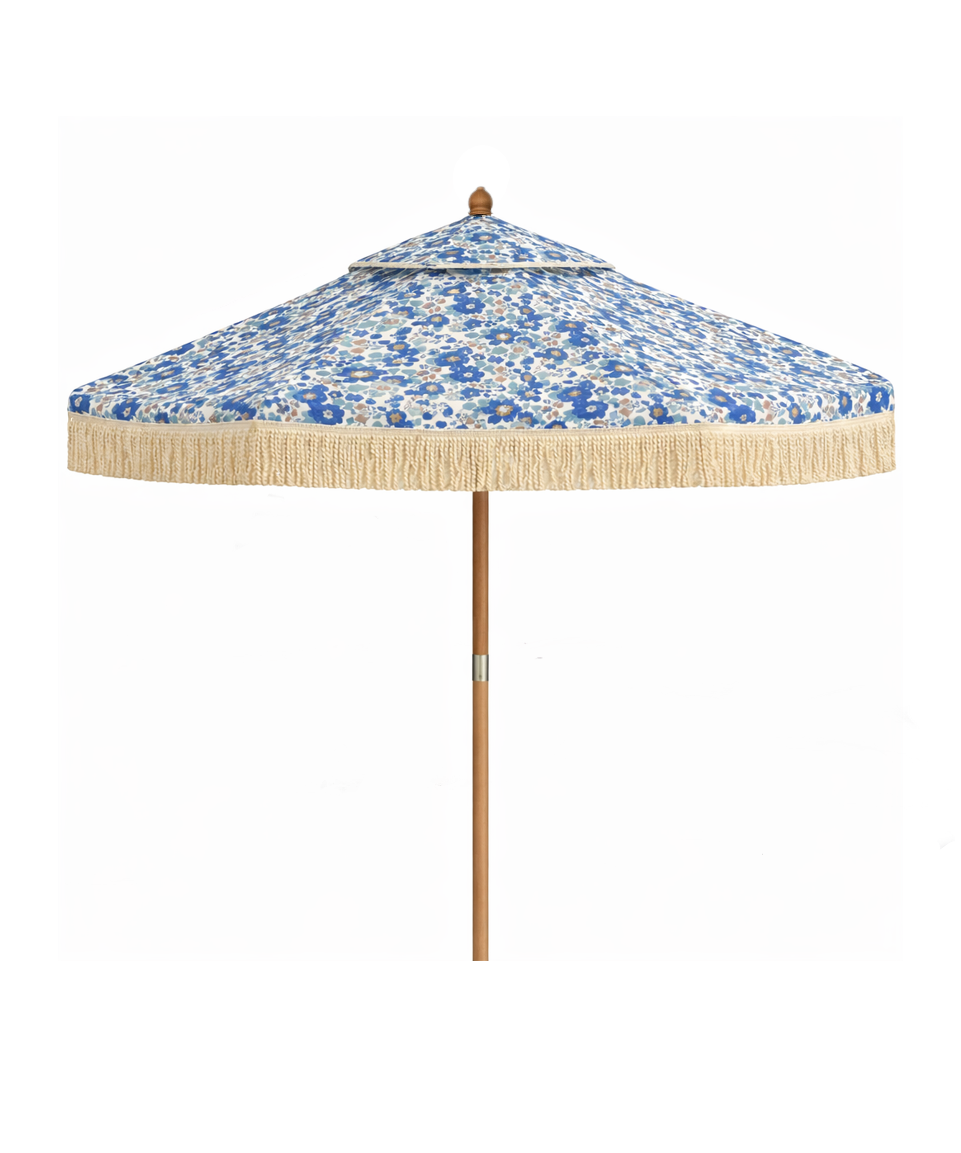 Floral Liberty print garden parasol with fringe