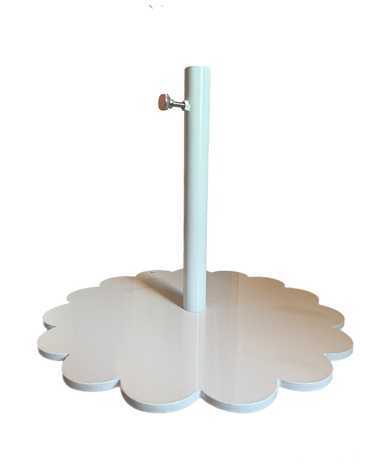 Elegant scallop parasol base adding style and stability to outdoor relaxation space
