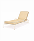 Ochre striped sun lounger cushion on cream metal frame, made to order in the UK